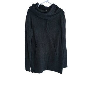 Dakini Womens Turtleneck Tunic Sweater Sz L Dark Gray Nylon Wool Blend